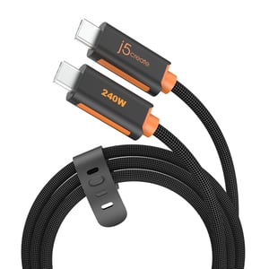 j5create Bardzo miękki kabel USB-C® 240W do szybkiego ładowania z podwójnym oplotem (200 cm / 6,6 stopy)