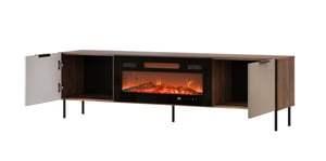 Cama Szafka RTV ALMERA 180,5x42x52,5 orzech/kaszmir + kominek czarny