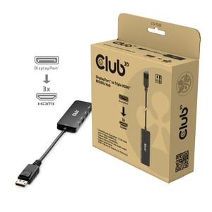CLUB3D CSV-7330 DisplayPort-hubbar och koncentratorer 13,5 Mbit/s Svart
