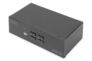 Digitus KVM-Umschalter, 4-Port, Unterstützung für zwei Monitore, 4K, HDMI®