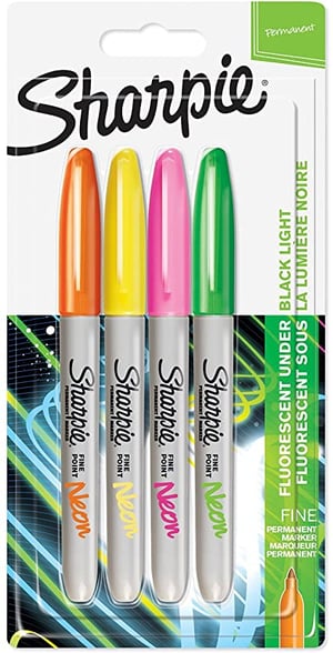Sharpie 1985855 marker permanentny Końcówka cienka Zielony, Pomarańczowy, Różowy, Żółty 4 szt.
