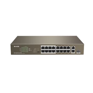 Tenda TEF1118P-16-150W Unmanaged L2 Fast Ethernet (10/100) Netzwerk-Switch mit PoE-Unterstützung, 1U, schwarz