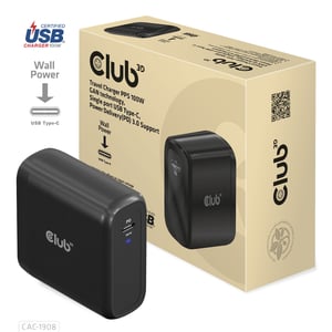CLUB3D CAC-1908 Ladegerät für mobile Geräte: Gamecontroller, Notebook, Mobiltelefon, Laptop, tragbare Spielkonsole, Smartphone, schwarz, USB, intern