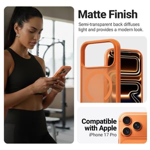 Crong Hybrid Matte Magnetic - Etui MagSafe iPhone 17 Pro (pomarańczowy)