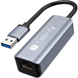 Techly IDATA USB-ETGIGA-AA Wired USB 3.2 Gen 1 (3.1 Gen 1) Type-A Docking Station, Black, Silver