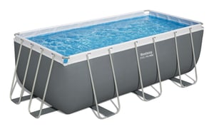 Bestway Power Steel 56456 Above-Ground Outdoor Pool, Rectangular Frame Pool, 8124 L, Blue, Gray