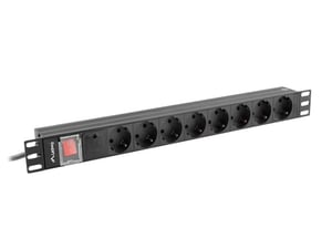 Lanberg PDU-08F-0200-BK rozdzielacz zasilania PDU 8 x gniazdo sieciowe 1U Czarny