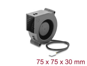 DeLOCK Wentylator promieniowy / wentylator dmuchawy 12 V DC 75 x 75 x 30 mm z 3-pinowym złączem wentylatora, czarny