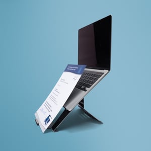 R-Go Tools R-Go Riser Document Laptop-Ständer, ergonomischer, klappbarer und höhenverstellbarer Ständer mit Dokumentenhalter, schwarz