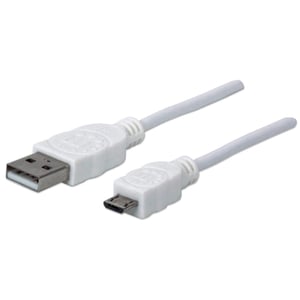 Manhattan 323987 USB 2.0 Cable, 1 m, USB-A to Micro-USB-B, White