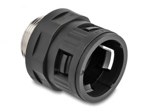 DeLOCK Kabelrohrendstück mit M32-Gewinde, schwarz, 2 Stück.