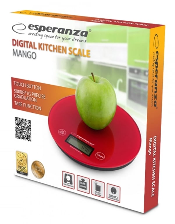 Esperanza Digital Kitchen Scale Mango Red Czerwony Elektroniczna waga kuchenna