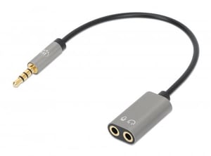 Manhattan 356107 Adapter für 3,5-mm-Kabel, 2x 3,5 mm, Schwarz, Silber