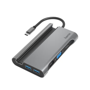 Hama 00200102 USB 3.2 Gen 1 (3.1 Gen 1) Type-C-Dockingstation, Anthrazit, Grau