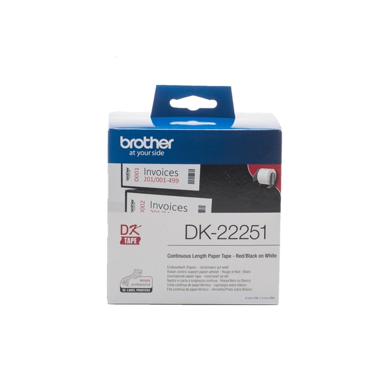 Brother DK-22251 taśmy do etykietowania Czarny i czerwony na białym
