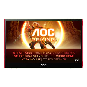 AOC 16G3 tragbarer Fernseher/Monitor Tragbarer Monitor Schwarz, Rot 39,6 cm (15,6") TFT 1920 x 1080 px
