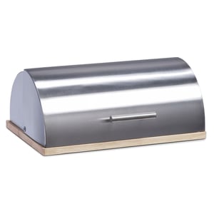 Zeller Present 20475 Rectangular Bread Box Stainless Steel, Wood