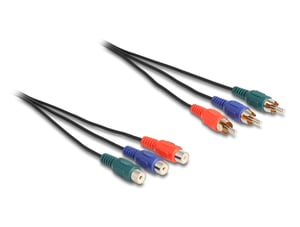 DeLOCK RCA RGB Extension Cable, 3 x Male to 3 x Female, 1 m