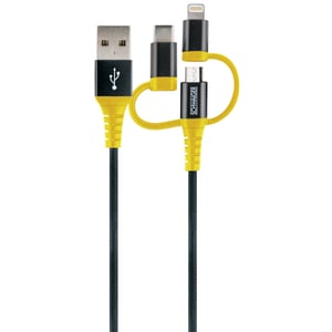 Schwaiger WKUU310 511 USB Cable, 1.2 m, USB-A to Micro-USB B/Lightning, Black, Yellow