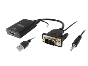 Equip 119038 Kabeladapter 0,2 m VGA (D-Sub) + 3,5 mm DVI-D + USB Schwarz
