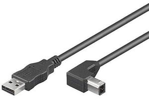 Microconnect USBAB3ANGLED USB 2.0 Cable, 3 m, USB A to USB B, Black