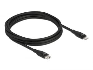 DeLOCK USB-Typ-C-zu-Lightning-Daten- und Ladekabel für iPhone, iPad und iPod, schwarz, 2 m, MFi