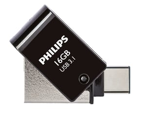 Philips FM16DC152B/00 16 GB USB Flash Drive, USB Type-A 3.2 Gen 1 (3.1 Gen 1), Black, Silver