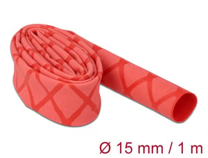 DeLOCK Rękaw termokurczliwy, wzór krzyżowy, antypoślizgowy, 1 m x 15 mm, czerwony