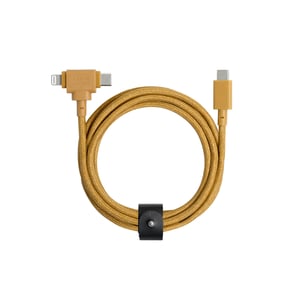 Native Union Belt Cable Duo USB-kabel 1,5 m USB-C till USB-C/Lightning Gul
