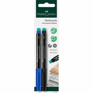 Faber-Castell 156296 Permanentmarker Schwarz, Blau, 2 Stück
