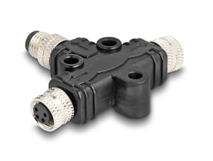 DeLOCK M8 T-Splitter with A-coding, 4-pin, 1 x male connector to 2 x female parallel connectors
