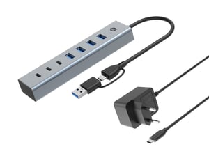 Conceptronic HUBBIES20GP USB 3.2 Gen 1 (3.1 Gen 1) Type-C Hubs and Concentrators, 5000 Mbit/s, Gray