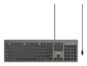 UNITEK SlimTap Ultra Light Wired Keyboard klawiatura Dom/Biuro USB Szary