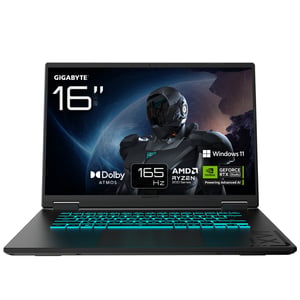 GIGABYTE GAMING A16 3VHK3EE893SH Notebook/Laptop AMD Ryzen™ 7 260 40,6 cm (16") WUXGA 16 GB DDR5-SDRAM 512 GB SSD NVIDIA GeForce RTX 5060 Wi-Fi 6E (802.11ax) Windows 11 Home Schwarz