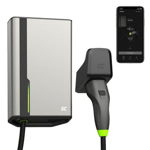 Green Cell GC HabuDen Wallbox 22 kW 32 A 7,5 m kabel typ 2 – smart laddstation för elfordon med GC App, Bluetooth och WiFi