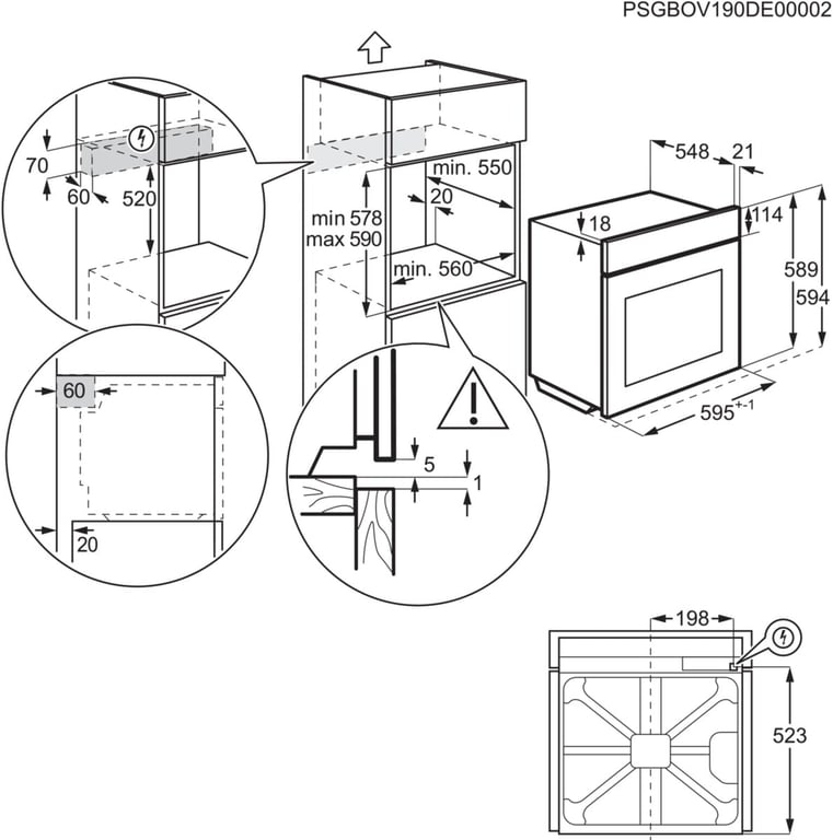 Electrolux EOF4P56X 72 l Czarny, Stal nierdzewna