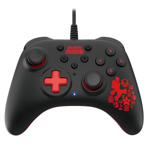 Hori HORIPAD Turbo Mario Schwarz, Rot – USB-Gamepad für Nintendo Switch