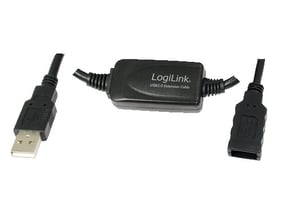 LogiLink 15M USB 2.0 - USB 2.0 M/F kabel USB USB A 0,48 Gbit/s Czarny