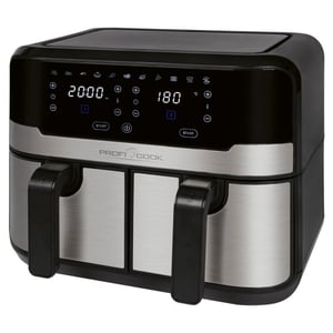 ProfiCook PC-FR 1242 H Dubbel 9 l Fristående 2400 W Varmluftsfritös Svart, Rostfritt stål