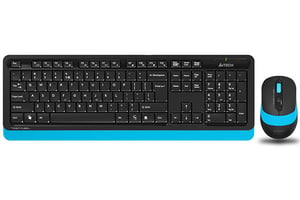 A4Tech Fstyler FG1010 tangentbord Medföljande mus Office RF Wireless QWERTY Engelska Svart, Blå