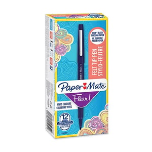 Papermate Flair mazak Średni Niebieski 12 szt.