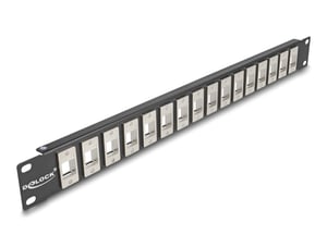 DeLOCK 19″ 16-Port 1U Keystone Patch Panel, Black