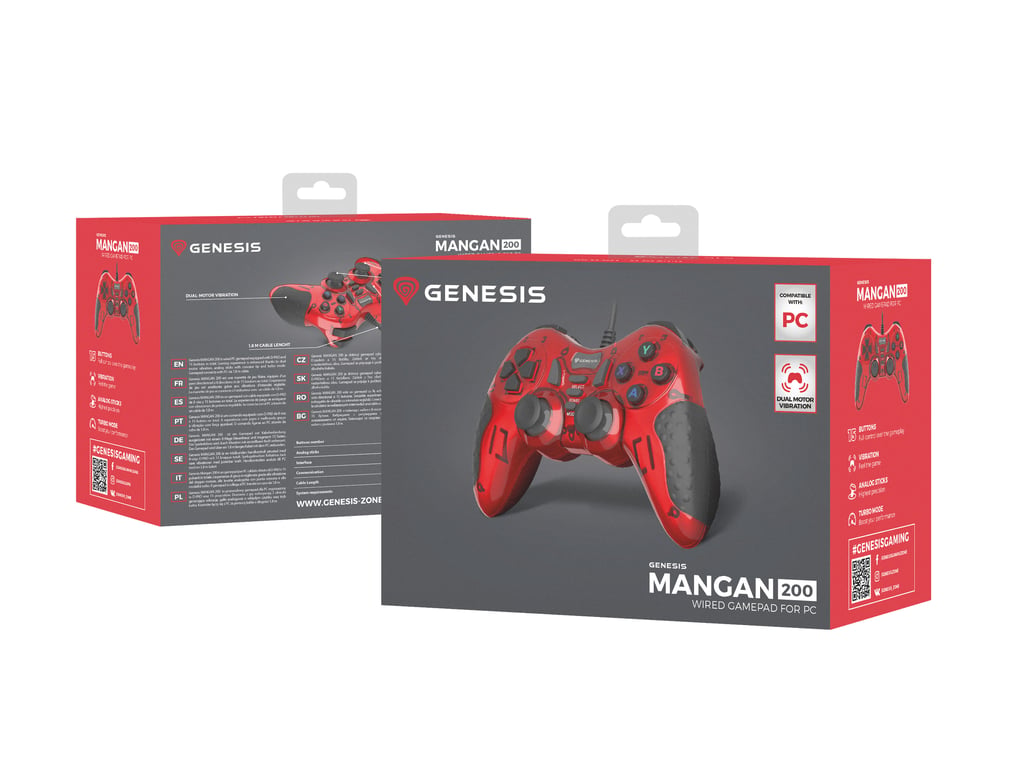 GENESIS Mangan 200 Czerwony USB 2.0 Gamepad Analogowa/Cyfrowa PC