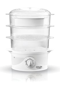 Adler AD 633 Dampfkochtopf mit 3 Körben. Freistehend, 800 W, weiß