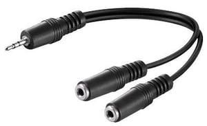 Microconnect AUDLR02 Audio Cable, 0.2 m, 3.5 mm to 2 x 3.5 mm, Black