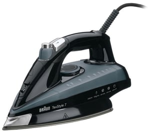 Braun TexStyle 7 TS745A Dry and Steam Iron, Eloxal Soleplate, 2400 W, Black, Gray