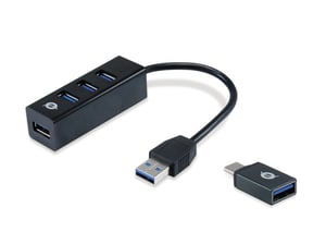 Conceptronic HUBBIES04B USB 3.2 Gen 1 (3.1 Gen 1) Type-A Hubs and Concentrators, 5000 Mbit/s, Black