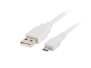 Lanberg CA-USBM-10CC-0010-W USB 2.0 Cable, 1 m, Micro-USB to USB-A, White