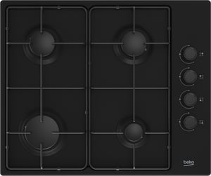 Beko HIBG64120SB Cooktop, Black, Built-in, 60 cm, Gas, 4 zones