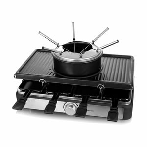 Emerio RG-124930 raclettegrill för 8 personer, 1400 W, svart, rostfritt stål